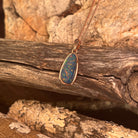 marquise Australian opal doublet pendant in rose gold-plated silver, 15 x 7.5mm, red, blue, green and violet