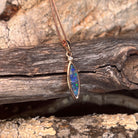 rose gold-plated silver Australian opal doublet pendant with a 16 x 5mm marquise stone