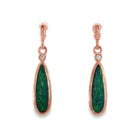 16 x 5mm pear-shaped Australian opal doublet earrings in rose gold-plated silver