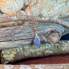 rose gold-plated silver Australian opal doublet pendant with a 11 x 7mm pear-shaped stone