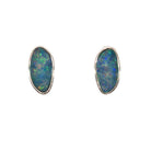 12 x 6mm freeform Australian opal doublet earrings in sterling silver