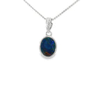 9.5 x 7mm oval Australian opal doublet pendant in sterling silver