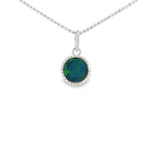 7mm round Australian opal doublet pendant in sterling silver