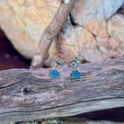 Australian opal doublet earrings, sterling silver, 5mm stones showing blue and green