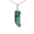 18 x 7mm freeform Australian boulder opal pendant in sterling silver