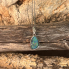 Australian opal triplet pendant, sterling silver, 12 x 8mm stone showing blue, green and yellow