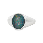 12 x 10mm oval Australian opal triplet ring in sterling silver