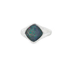10 x 10mm cushion-shaped Australian opal triplet ring in sterling silver, red, blue and green