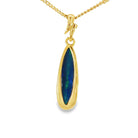 17 x 5mm marquise Australian opal doublet pendant in yellow gold-plated silver
