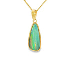 17 x 6mm pear-shaped Australian opal doublet pendant in yellow gold-plated silver, green, blue, red and yellow