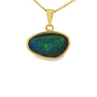 16 x 10mm freeform Australian opal triplet pendant in yellow gold-plated silver