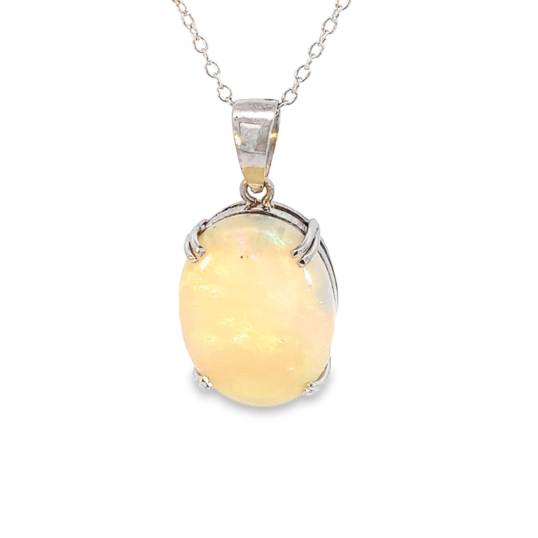 14kt White Gold pendant set with one 6.9ct Light Opal - Masterpiece Jewellery Opal & Gems Sydney Australia | Online Shop