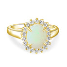 Gold Plated Sterling Silver Opal 9x7mm and cubic zirconia cluster ring - Masterpiece Jewellery Opal & Gems Sydney Australia | Online Shop