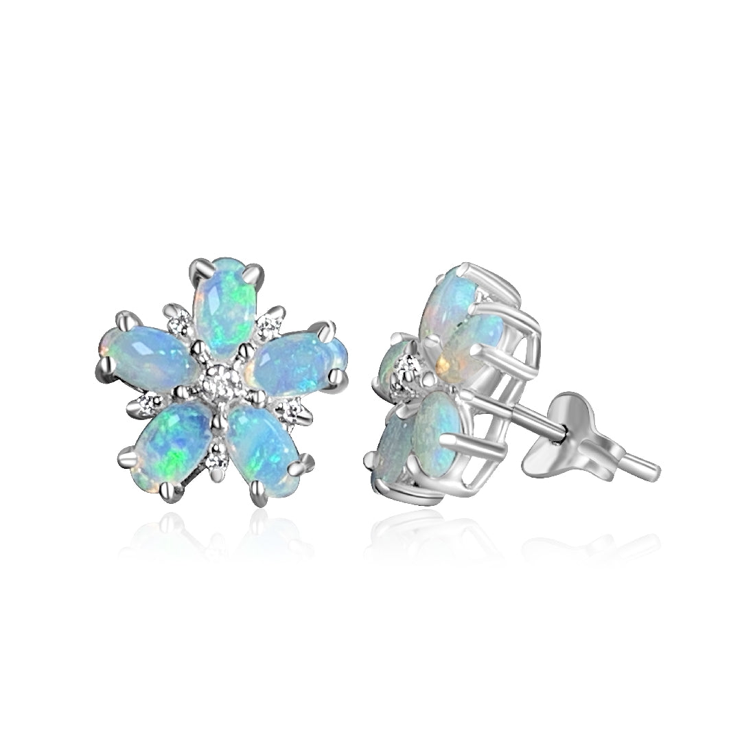 Sterling silver Opal floral earrings - Masterpiece Jewellery Opal & Gems Sydney Australia | Online Shop