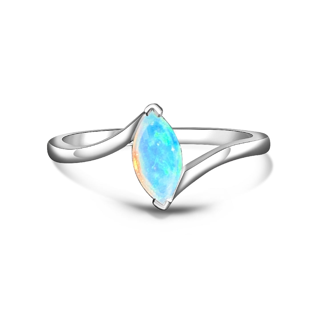 Sterling Silver marquise 8x4mm Opal solitaire ring - Masterpiece Jewellery Opal & Gems Sydney Australia | Online Shop