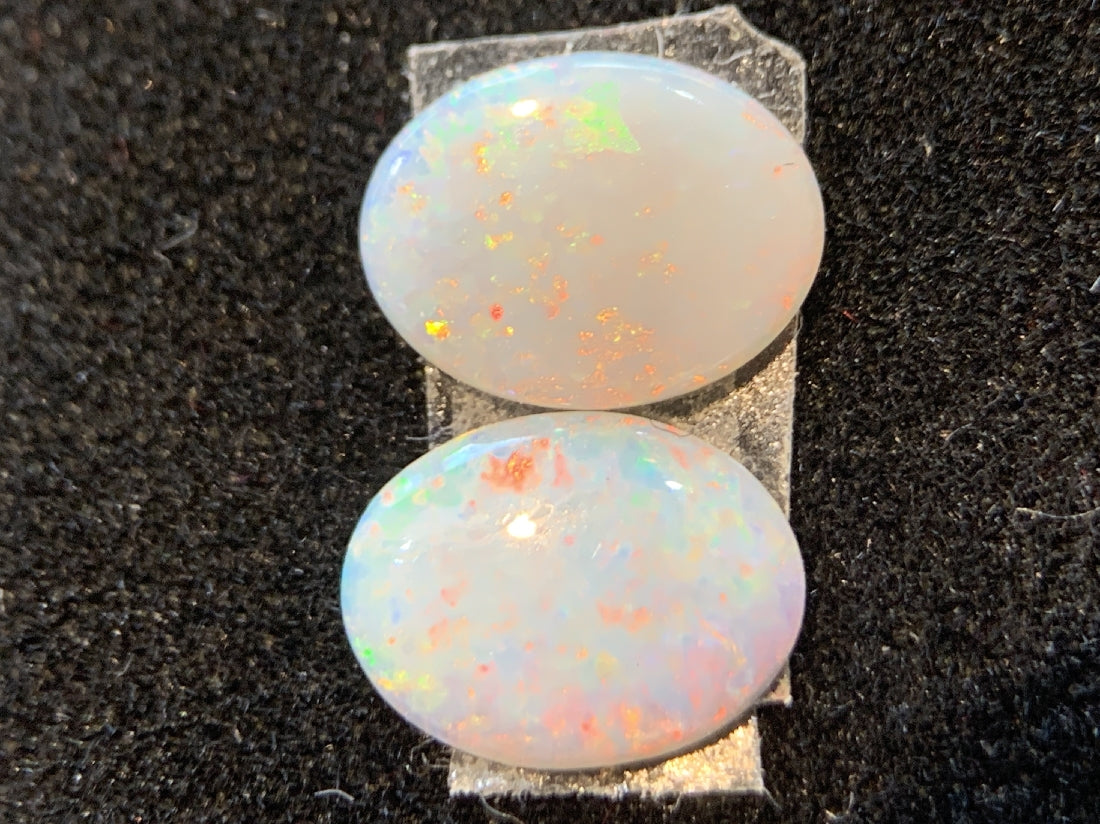 Pair of Red White Opals 1.1ct - Masterpiece Jewellery Opal & Gems Sydney Australia | Online Shop