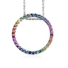 9kt White Gold Multi Colour Sapphire Circle necklace - Masterpiece Jewellery Opal & Gems Sydney Australia | Online Shop