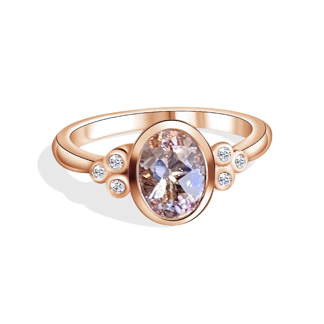 9kt Rose Gold Morganite and Diamond bezel set ring - Masterpiece Jewellery Opal & Gems Sydney Australia | Online Shop