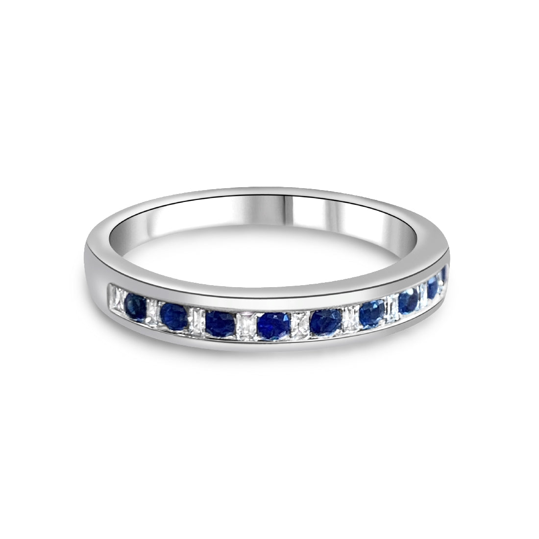 18kt White Gold eternity alternating Sapphire and Diamond ring - Masterpiece Jewellery Opal & Gems Sydney Australia | Online Shop