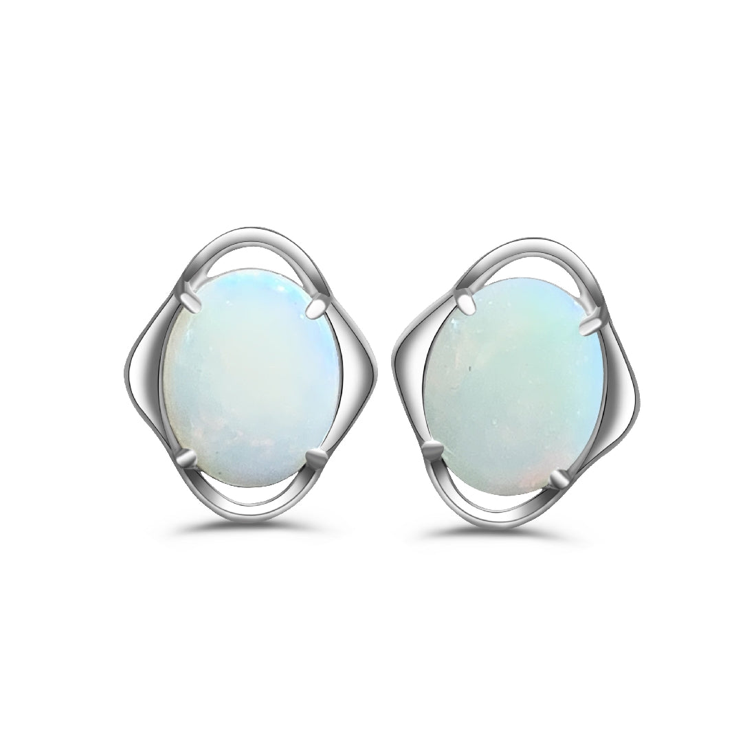 Sterling Silver 10x8mm White Opal fancy floral studs - Masterpiece Jewellery Opal & Gems Sydney Australia | Online Shop