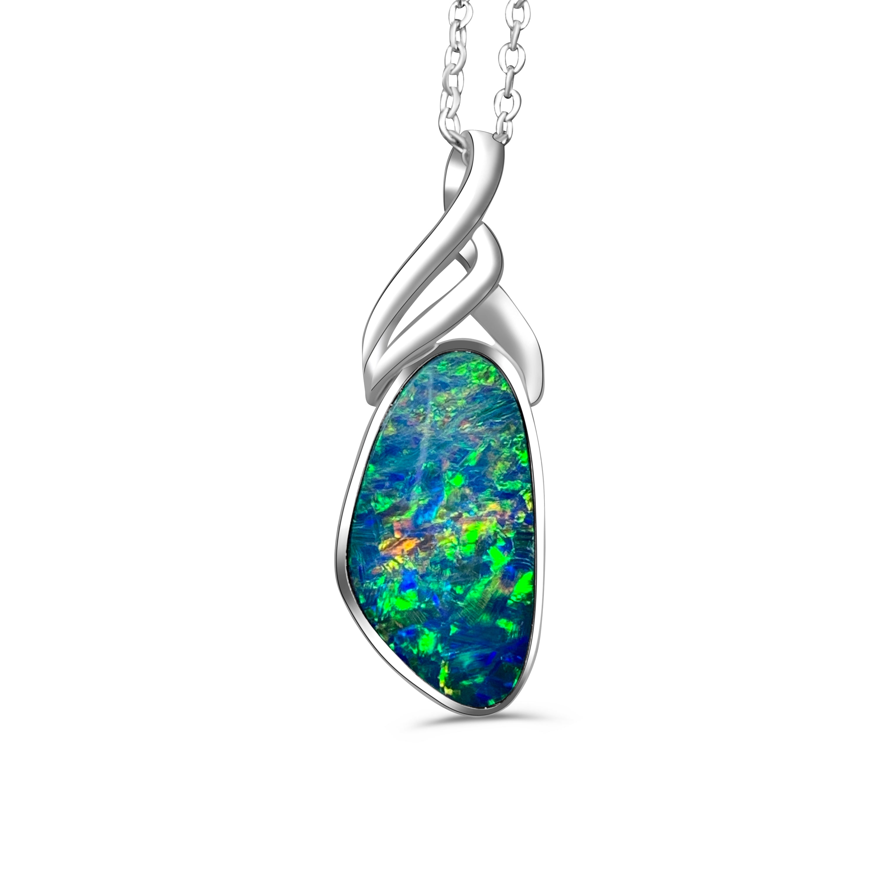 Sterling Silver Opal 18x8.4mm pendant - Masterpiece Jewellery Opal & Gems Sydney Australia | Online Shop