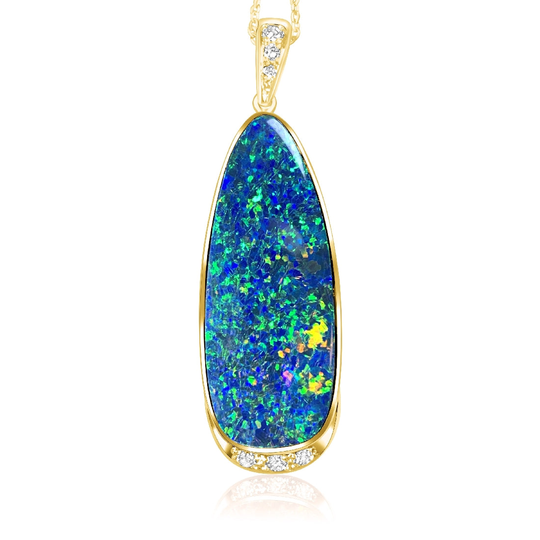 14kt Yellow Gold 12.77ct Opal doublet and Diamond pendant - Masterpiece Jewellery Opal & Gems Sydney Australia | Online Shop