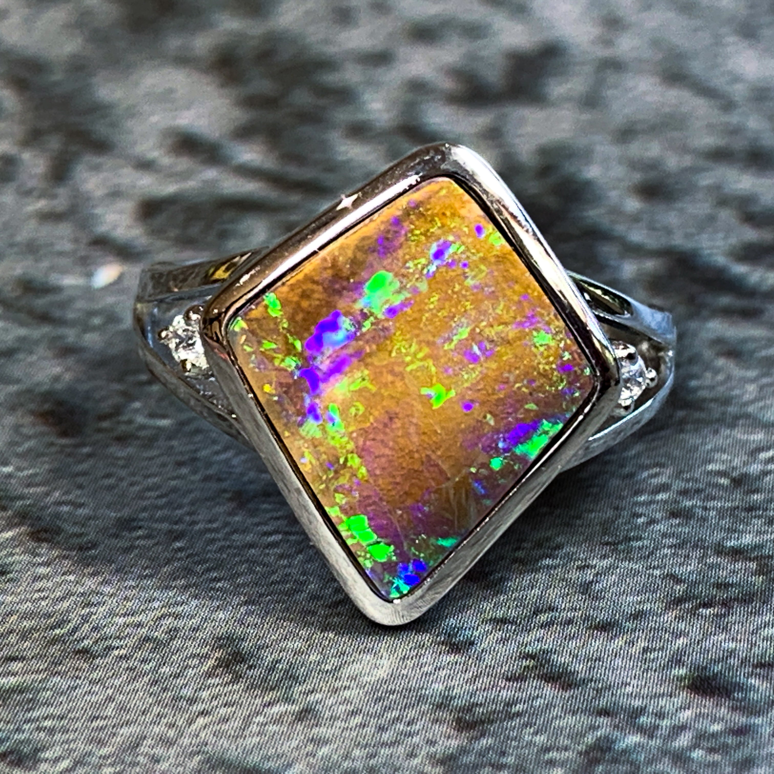 Sterling Silver Boulder Opal 3.22ct ring - Masterpiece Jewellery Opal & Gems Sydney Australia | Online Shop