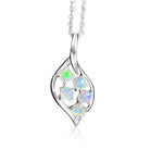 Sterling Silver Leaf motif Opal 3mm pendant - Masterpiece Jewellery Opal & Gems Sydney Australia | Online Shop
