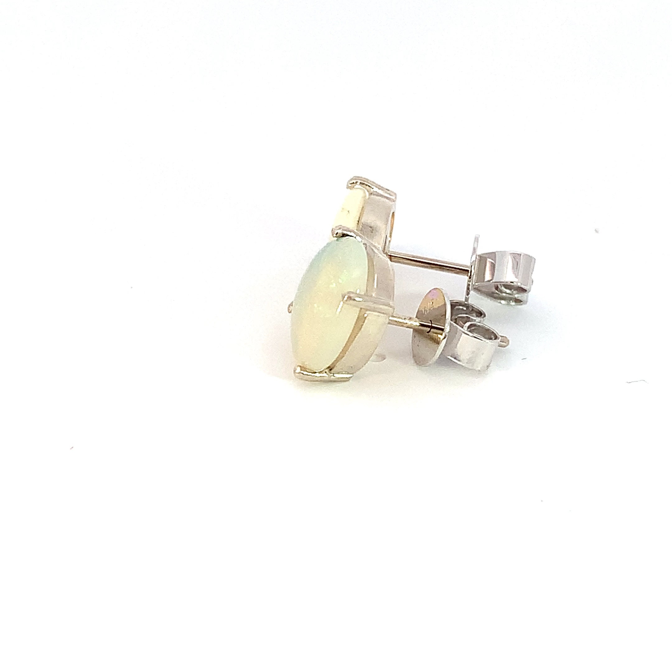 9kt White Gold Light Opal 10x8mm studs - Masterpiece Jewellery Opal & Gems Sydney Australia | Online Shop