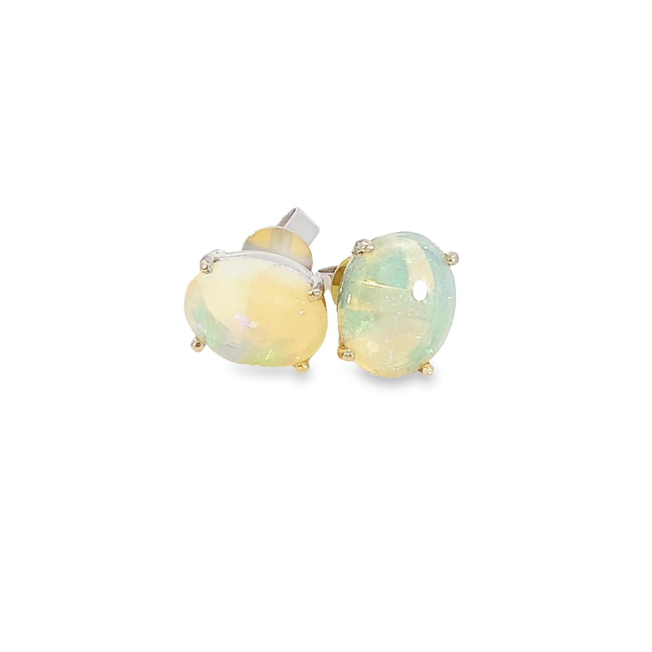 9kt White Gold Light Opal 10x8mm studs - Masterpiece Jewellery Opal & Gems Sydney Australia | Online Shop