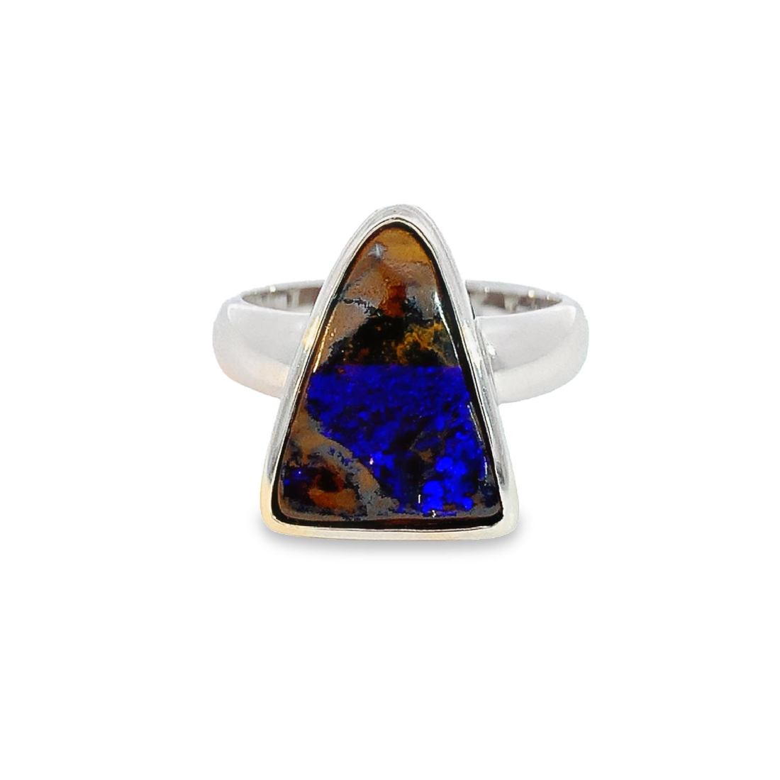 Sterling Silver Triangle Boulder Opal ring - Masterpiece Jewellery Opal & Gems Sydney Australia | Online Shop