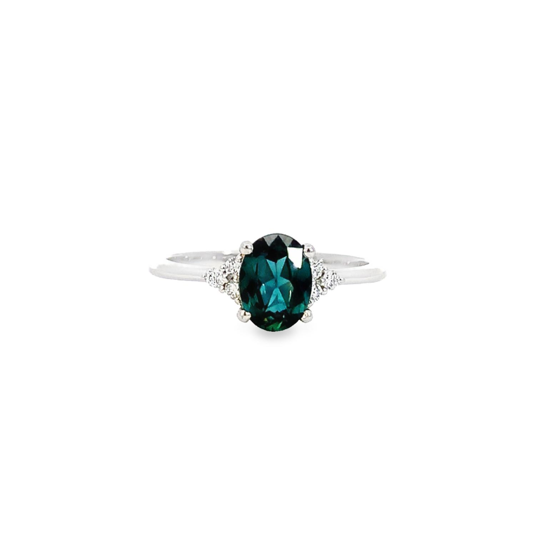 Platinum Teal sapphire 1.18ct and diamond ring - Masterpiece Jewellery Opal & Gems Sydney Australia | Online Shop