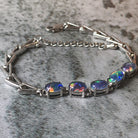 Sterling Silver 5 Opal triplet 8x6mm bracelet triangle design bracelet - Masterpiece Jewellery Opal & Gems Sydney Australia | Online Shop