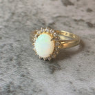 Gold Plated Sterling Silver Opal 9x7mm and cubic zirconia cluster ring - Masterpiece Jewellery Opal & Gems Sydney Australia | Online Shop