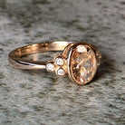 9kt Rose Gold Morganite and Diamond bezel set ring - Masterpiece Jewellery Opal & Gems Sydney Australia | Online Shop