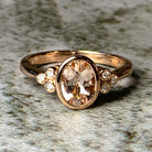 9kt Rose Gold Morganite and Diamond bezel set ring - Masterpiece Jewellery Opal & Gems Sydney Australia | Online Shop