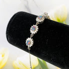 Australian Triplet Opals surrounded by cubic zirconia bracelet set in Sterling Silver - Masterpiece Jewellery Opal & Gems Sydney Australia | Online Shop