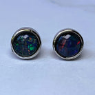 Sterling Silver 6mm Opal triplet bezel studs - Masterpiece Jewellery Opal & Gems Sydney Australia | Online Shop