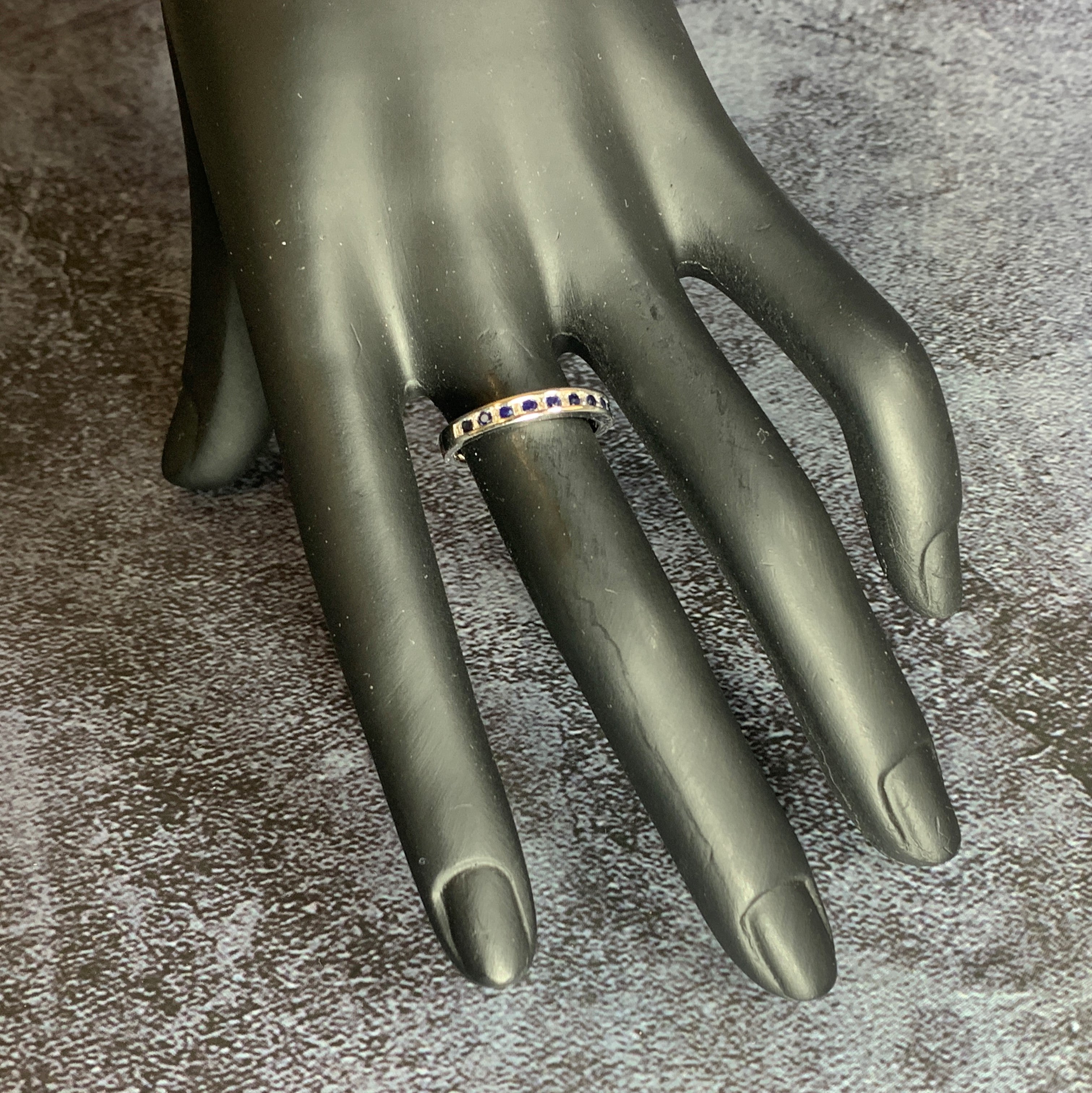 18kt White Gold eternity alternating Sapphire and Diamond ring - Masterpiece Jewellery Opal & Gems Sydney Australia | Online Shop