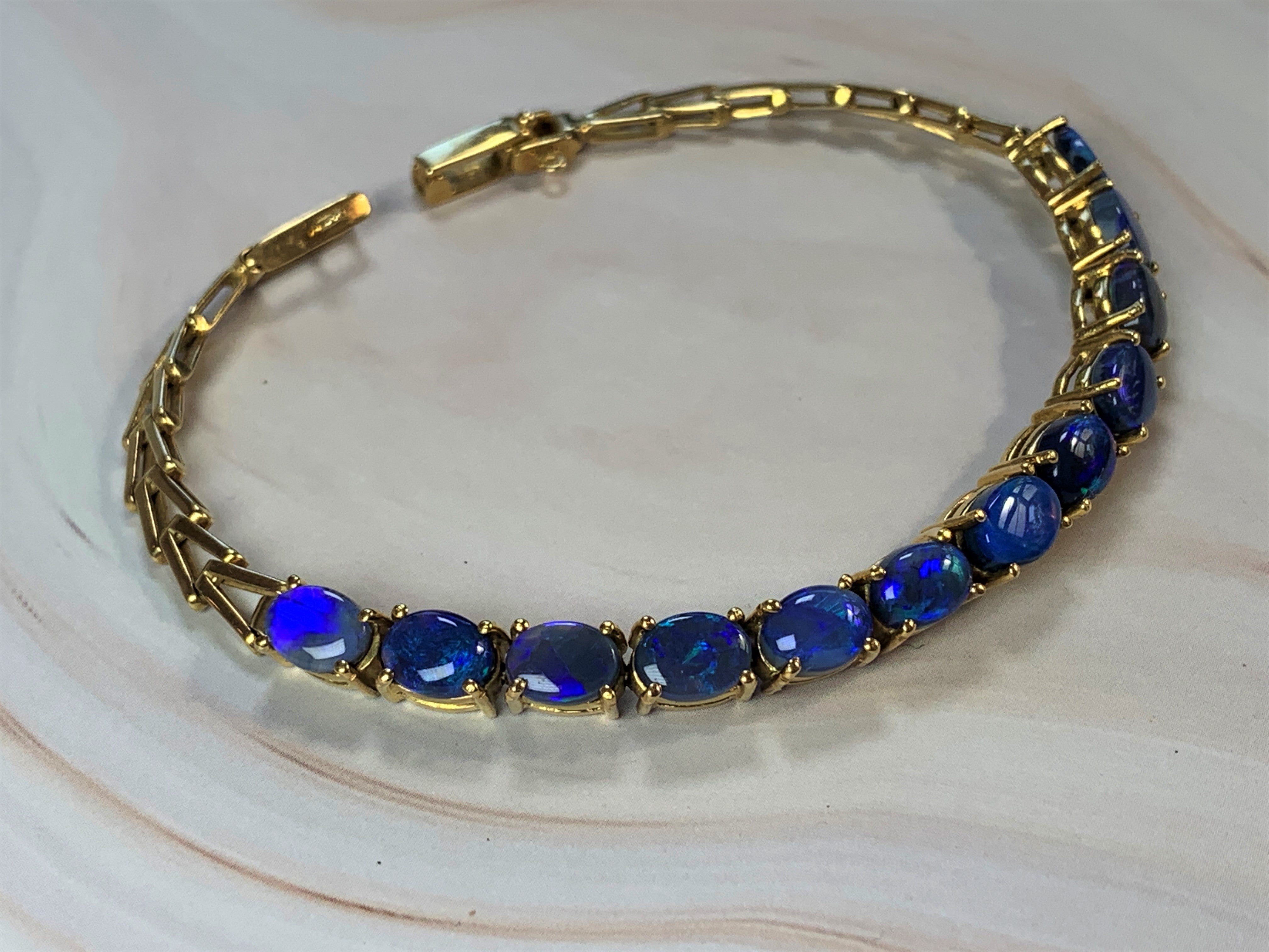 18kt Yellow Gold Black Opal 4.2ct bracelet - Masterpiece Jewellery Opal & Gems Sydney Australia | Online Shop