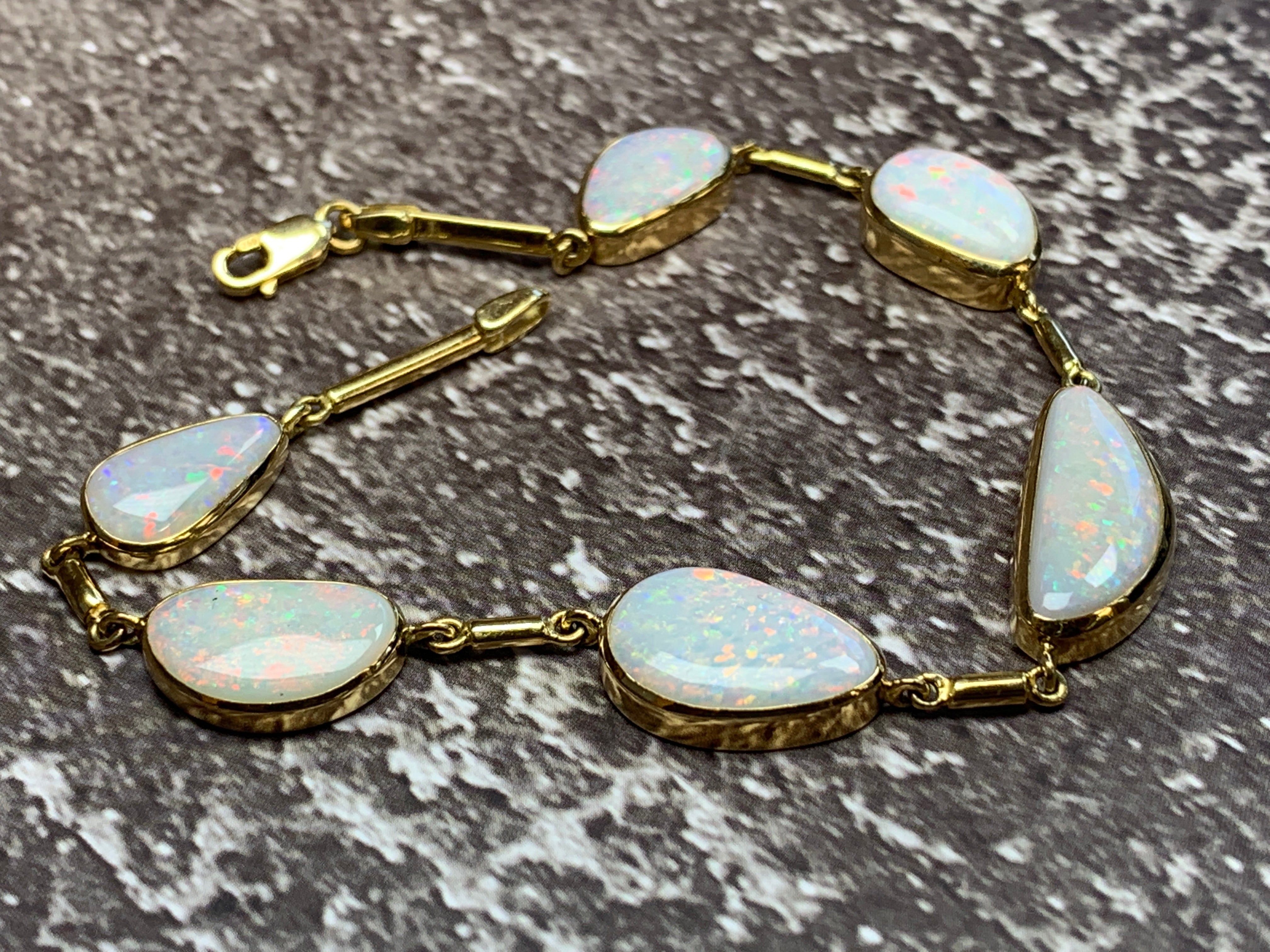 18kt Yellow Gold White Opal freeform 12.5ct bracelet - Masterpiece Jewellery Opal & Gems Sydney Australia | Online Shop