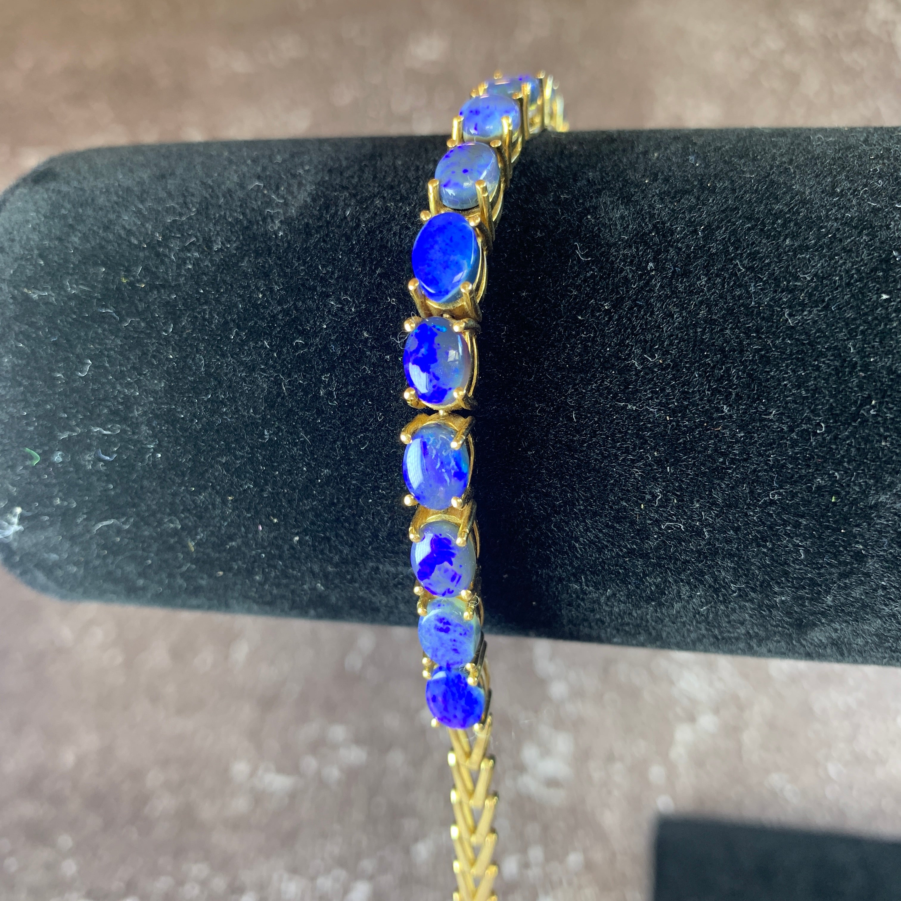 18kt Yellow Gold Black Opal 4.2ct bracelet - Masterpiece Jewellery Opal & Gems Sydney Australia | Online Shop