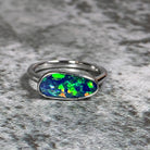 Sterling Silver Opal 14.4x6.2mm rings - Masterpiece Jewellery Opal & Gems Sydney Australia | Online Shop