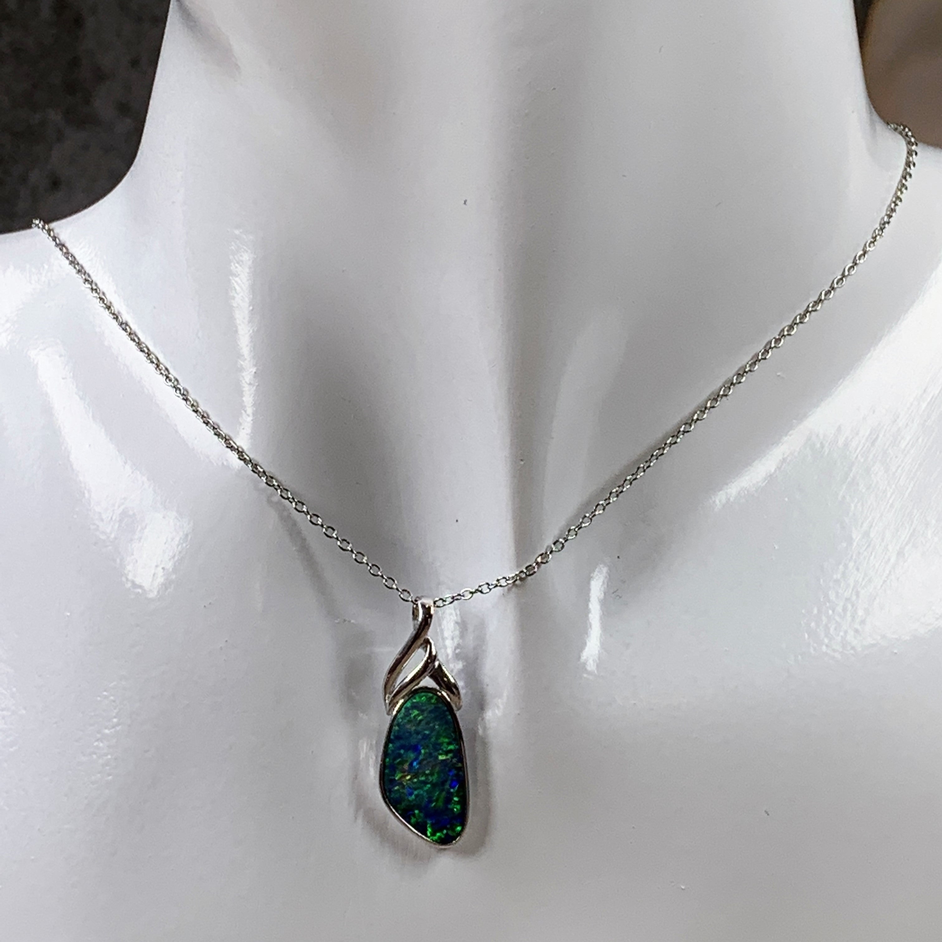 Sterling Silver Opal 18x8.4mm pendant - Masterpiece Jewellery Opal & Gems Sydney Australia | Online Shop