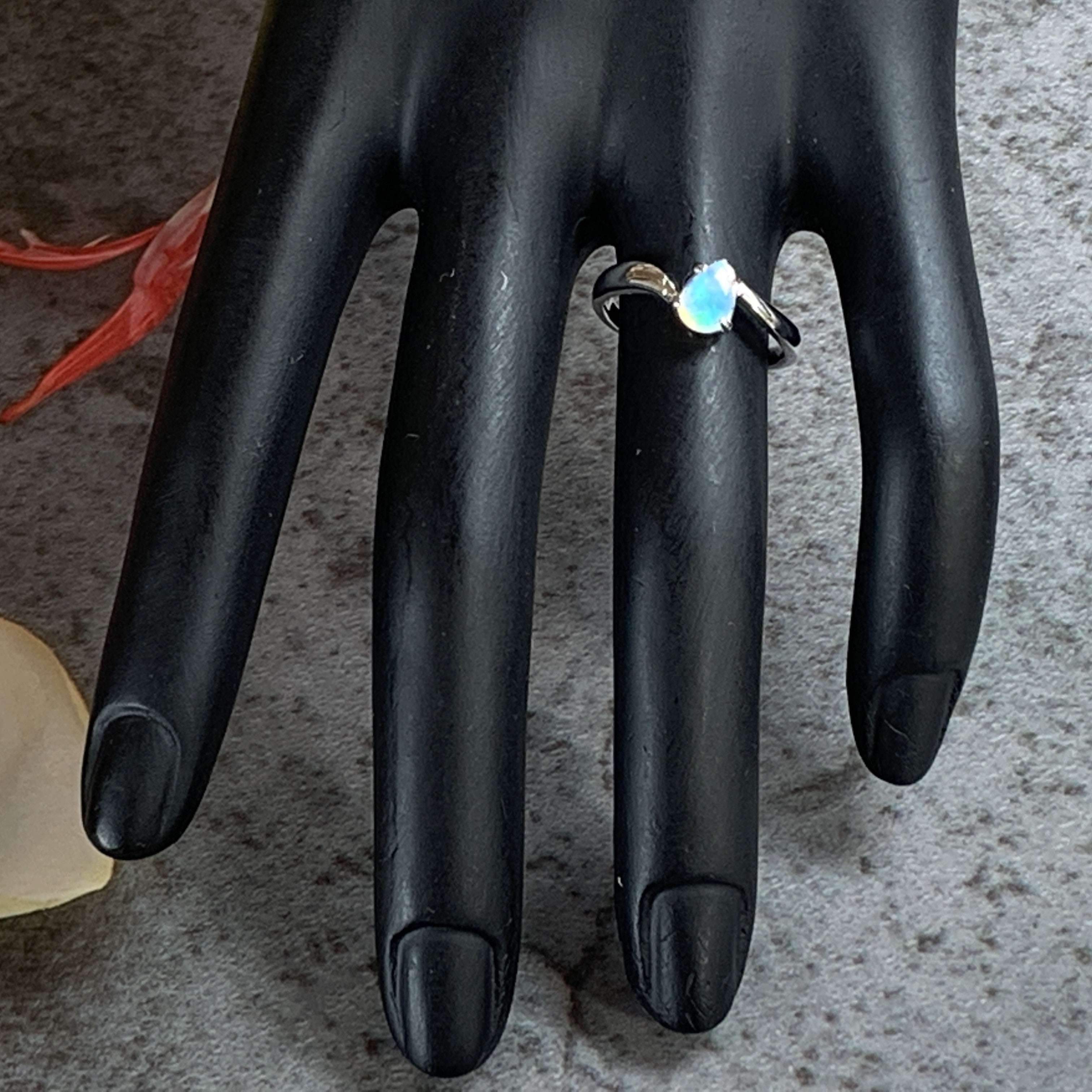 Sterling Silver Opal 7x5mm teardrop ring - Masterpiece Jewellery Opal & Gems Sydney Australia | Online Shop