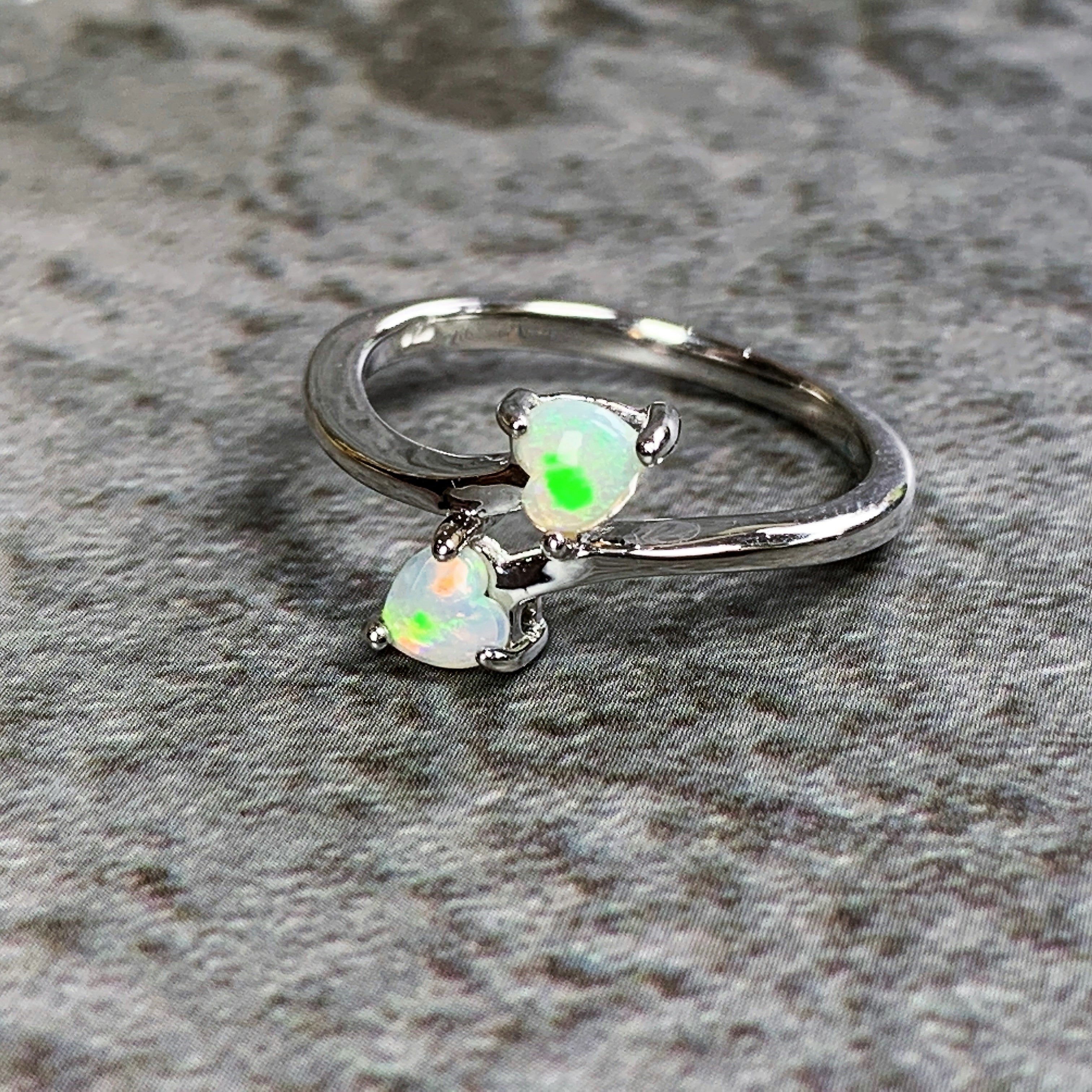 Sterling Silver 4mm Hearts Opal ring - Masterpiece Jewellery Opal & Gems Sydney Australia | Online Shop