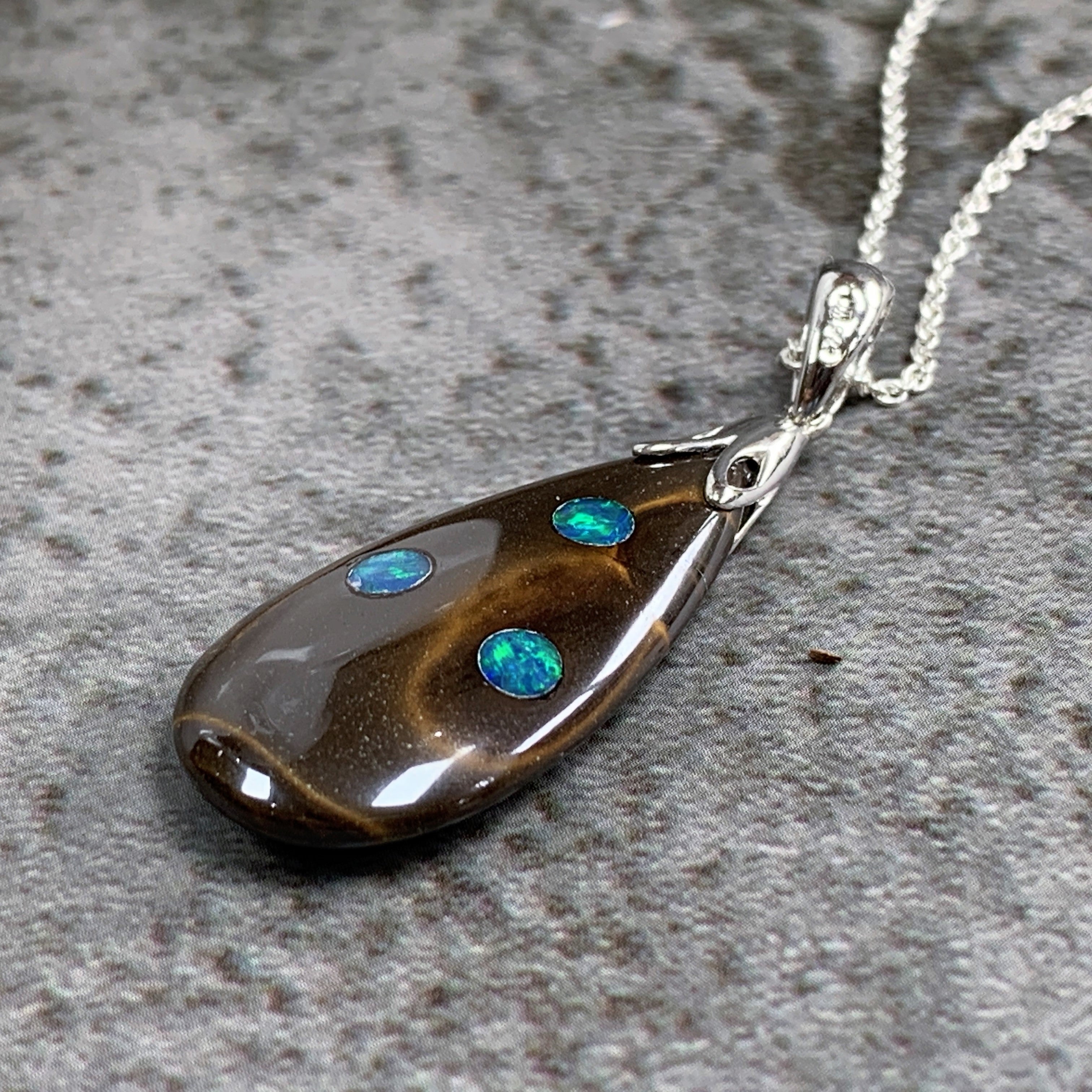 Silver Matrix and doublet Opal pendant - Masterpiece Jewellery Opal & Gems Sydney Australia | Online Shop