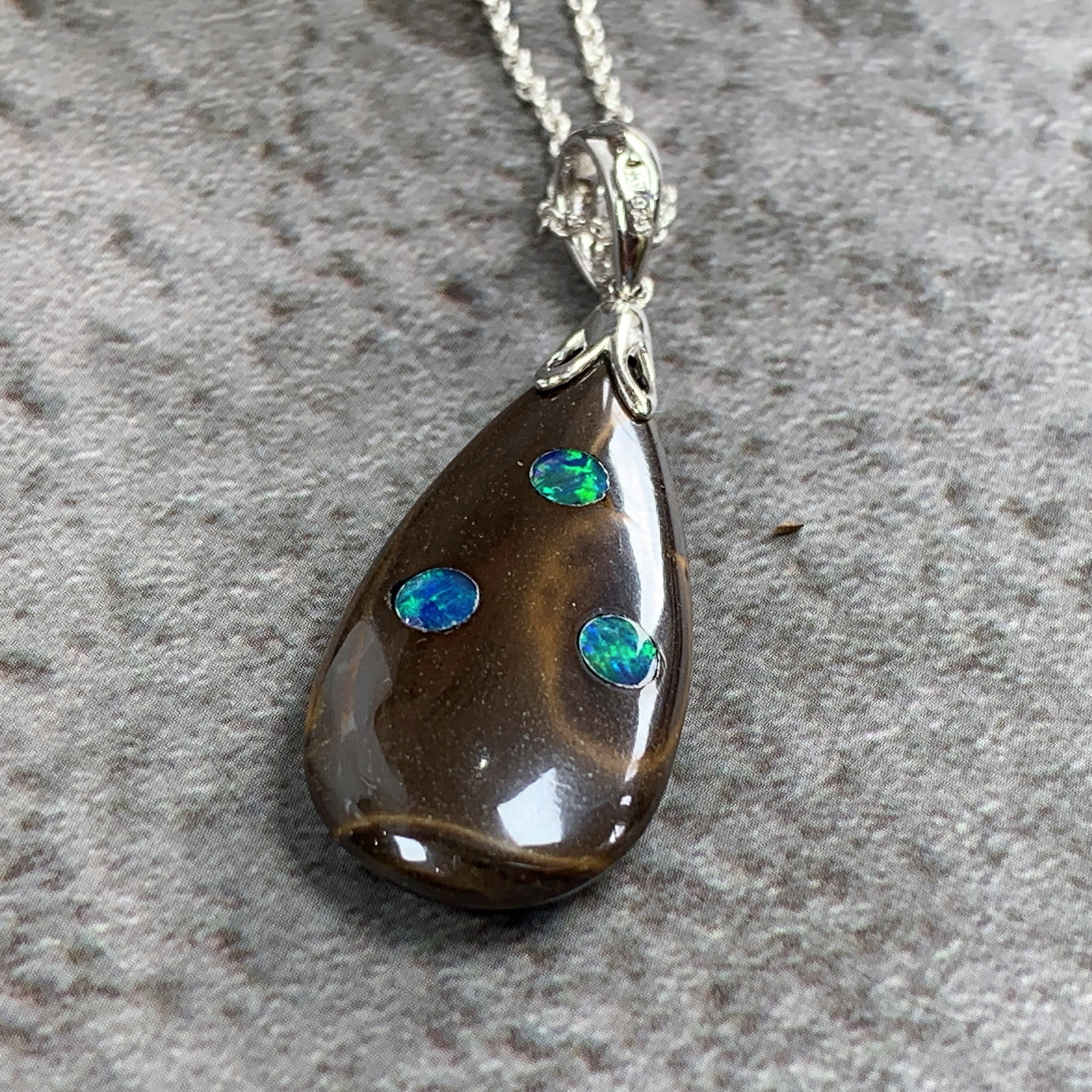 Silver Matrix and doublet Opal pendant - Masterpiece Jewellery Opal & Gems Sydney Australia | Online Shop