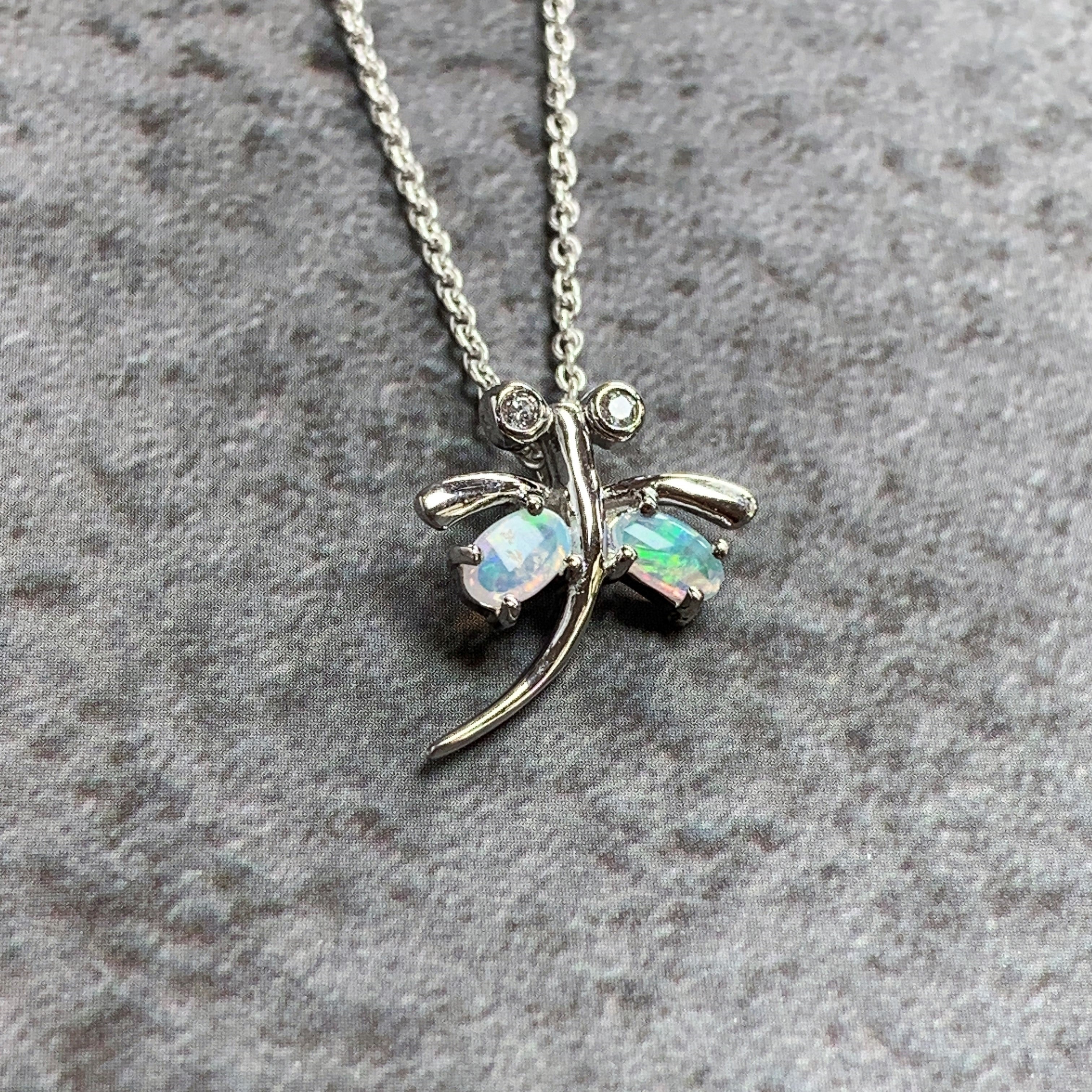 Sterling Silver dragonfly pendant with crystal opal - Masterpiece Jewellery Opal & Gems Sydney Australia | Online Shop