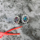 Sterling Silver Opal triplet cluster earrings - Masterpiece Jewellery Opal & Gems Sydney Australia | Online Shop